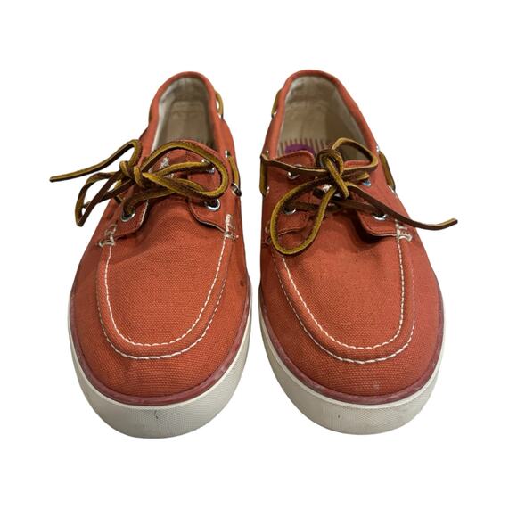 Polo Ralph Lauren Mens Canvas Sander Leather Laced Boat Shoes Size 8.5 - Picture 2 of 10